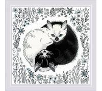 RIOLIS - Yin e Yang 2150, Kit Punto Blackwork 30x30cm, Punto blackwork kit da ricamare, Disegni da ricamare, Embroidery kit, Set punto blackwork, Kit ricamo punto blackwork