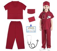 RioRand Costume da medico per bambini, infermiera, scrub con accessori, per Natale, cosplay, per ragazzi e ragazze, 3-12 anni