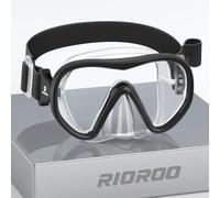 RIOROO Maschera Snorkeling Bambini con Cinturino in Tessuto Regolabile, Protezione Naso, Visione Panoramica HD 180°, Antiappannamento e Anti-perdite, per 4-16.
