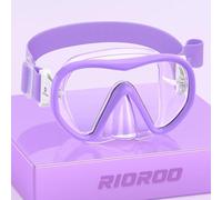 RIOROO Maschera Snorkeling Bambini con Cinturino in Tessuto Regolabile, Protezione Naso, Visione Panoramica HD 180°, Antiappannamento e Anti-perdite, per 4-16.