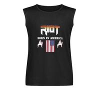 Riot Born in America American Speed Metal Band Vest Tank T-Shirt Cotton Men Black Sleeveless Tee M