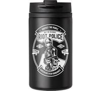 Riot Police Protect The People Tazza da caffè Tazza da viaggio per bevande calde e fredde Tazza termica a doppia parete con coperchio a tenuta stagna nera