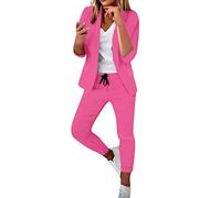 riou 2024 Tailleur Donna Pantaloni e Giacca Curvy Elegante Completo Blazer a Maniche Lunghe Tuta Elastici in Vita Set di Abiti in Tinta Unita Due Pezzi Ufficio Giacche per Matrimoni e Feste Party