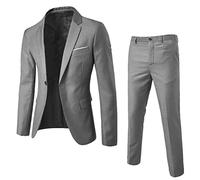 riou Abito Completi da Uomo 2 Pezzi Matrimonio Regular Fit Tuta Cerimonia Giacca Un Bottone Elegante Uomo Casual Tute Blazer e Pantalon Formale Slim Fit Classico Vintage Completo per Ufficio Feste