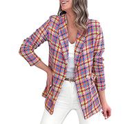 Riou Blazer Donna Elegante Cerimonia con Fiori Maniche Lunghe Leggero Tinta Unita Blazer Curvy Leggera Blazer da Ufficio Abiti Top Aperto Davanti Jacket Blazer Donna Corto Fantasia