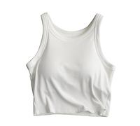riou Canotta con Reggiseno Incorporato Donna e Ragazza Senza Maniche Canottiera Imbottita Canotte Donna con Spalline Sottili Senza Maniche Tank Shirt Basic Casual Cami Estiva per Sportiva Casa