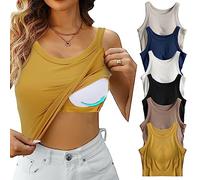 riou Canotta con Reggiseno Incorporato Donna e Ragazza Senza Maniche Canottiera Imbottita Canotte Donna con Spalline Sottili Senza Maniche Tank Shirt Basic Casual Cami Estiva per Sportiva Casa