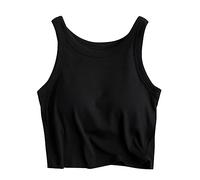 riou Canotta con Reggiseno Incorporato Donna e Ragazza Senza Maniche Canottiera Imbottita Canotte Donna con Spalline Sottili Senza Maniche Tank Shirt Basic Casual Cami Estiva per Sportiva Casa
