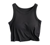 riou Canotta con Reggiseno Incorporato Donna e Ragazza Senza Maniche Canottiera Imbottita Canotte Donna con Spalline Sottili Senza Maniche Tank Shirt Basic Casual Cami Estiva per Sportiva Casa