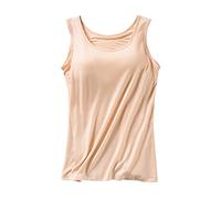 riou Canotta con Reggiseno Incorporato Imbottito Canottiera Palestra Donna Morbida Estiva Cami Camisole Spalline Regolabili Tank Shirt Senza Maniche Camicia Imbottita Basic Casual