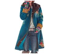 riou Cappotto Lungo Stampa Invernali Giubbotto: Trench Giubbotto con Cappuccio da Donna a Maniche Lunghe Parka Capispalla Caldo Elegante Giacca Vintage Stile Etnico Giacche a Vento