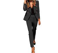 Riou Donna Tailleur Blazercon Pantalone Completo Donna Ufficio E Lavoro Due Pezzi Tuta Business Ol Formale per Matrimoni Tailleur Donna Eleganti Curvy Casual Elegante Business Suit Set