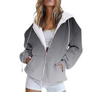Riou Felpa con Cappuccio e Zip a Tutta Lunghezza in Pile Oversize Felpa Donna Firmata Offerta alla Moda Primavera Tintura Cravatta Stampa A Maniche Lunghe Giacca con Tasca Coulisse Carina Hoodie