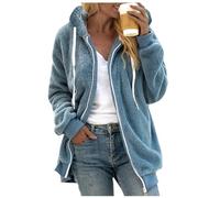 riou Felpa Donna con Cappuccio e con Zip Invernale Fleece Maniche Lunghe in Pile Giacca con Cerniera Foderata in Sherpa Manica Lunga Maglione Classica Hoodie Sweatshirt Cappotto Eleganti Pullover