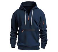 riou Felpa Mezza Zip Uomo con Cappuccio Autunnali Invernali con Zip e Multitasche sulle Braccia Felpe Leggera Sweatshirt a Maniche Lunghe Giacca in Pile Moda Sportivo Casual Hoodie Vintage Streetwear