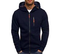 riou Felpa Uomo con Cappuccio e Zip Intera con Tasche Laterali Invernale Felpe da Uomo Cardigan Felpa della Tuta Uomo Cotone con Tasche Leggera Resistente Atletica Tinta Unita Maglione Casual Giacca