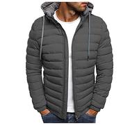 riou Giubbotto Giacca Corto Piumino Uomo 100 Grammi con Cappuccio Invernale Fodera Caldo Tinta Unita Giacca con Zip Addensare Jacket Trapuntato Cappotto Ripiegabile Antivento Piumino Taglie Forti