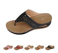 riou Infradito Plantare Ortopedici Donna Estive Eleganti Sandalo Mare Donna Con Zeppa Leggere Comodi Pelle Scarpe con Tacco Wedges Antiscivolo Tacco Basse Sandali Traspiranti per Spiaggia Trekking