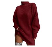 riou Maglione Lungo Donna Invernale Collo Alto A Maniche Lunghe Maglione di Abito Elegante Knitted Sweater Oversize Casual Sweatshirt Caldo Pullover Top Maglione Lavorato a Maglia per Halloween Natale