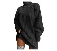 riou Maglione Lungo Donna Invernale Collo Alto A Maniche Lunghe Maglione di Abito Elegante Knitted Sweater Oversize Casual Sweatshirt Caldo Pullover Top Maglione Lavorato a Maglia per Halloween Natale