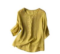 riou Offerte Lampo Camicetta Lino Donna Manica Corta Scollo V Maglietta Estiva Cotone Casual Blusa Eleganti Blusas Maglia Blusa Magliette Casual Business Top con Bottoni per Spiaggia Mare