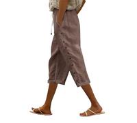 riou Offerte Oggi Pantaloni Donna Estivi Cotone e Lino Lunghi Comodi Pantaloni Donna Plus Size Pantaloni Solidi Pantaloni da Lino Casual Comodo Economica Pantaloni Jogging Casual con Tasca