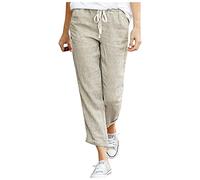 riou Pantaloni Donna Estivi Eleganti Vita Alta Lunghi,Pantaloni Elastica Comodi Casual a Gamba Larga Pantaloni Leggeri Tinta Unita Taglie Torti Pantalone Larga con Tasche per Sportivi Yoga Jogging