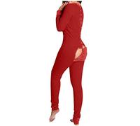 riou Pigiama Donna Natale Aperto Intero Invernale Taglie Forti Pigiama Sexy Curvy Hot per Sesso Pigiama Manica Lunga Quadri Pigiama Donna Sexy Lingerie Apertura