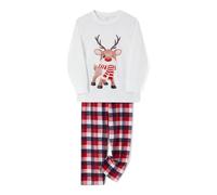 riou Pigiama Natalizio Famiglia Cotone Pigiami Natalizi Coordinati Famiglia Set Stampa di Lettere Top e Pantaloni Pigiama di Capodanno Indumenti da Notte Fantastica Idea per Il Tuo Regalo di Natale