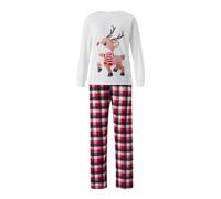 riou Pigiama Natalizio Famiglia Cotone Pigiami Natalizi Coordinati Famiglia Set Stampa di Lettere Top e Pantaloni Pigiama di Capodanno Indumenti da Notte Fantastica Idea per Il Tuo Regalo di Natale