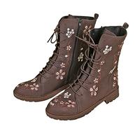 riou Stivaletti Stivali Invernali Scarpe da Donna Bassi Eleganti Anfibi Boot Anfibi Donna Bassi Stivali Donna Gambale Curvy Pianta Larga Comoda Chiusura Fodera Calda Suola Interna