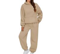 riou Tuta Donna Sportiva Completa Invernale Tuta Donna Completa Inverno Senza/con Cappuccio Tops Tuta da Casa Felpa Manica Lunga + Pantaloni con Tasche Set di 2 Pezzi Yoga Jogging Ragazza Regalo