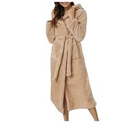 riou Vestaglie Corta Donna Invernale Pile Elegante: Camicia da Notte con Cintura Sexy Vestaglia Manica Lunga in Peluche Pigiama con Cappuccio Caldo Sexy