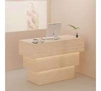 RiouPsithuric Banco reception con illuminazione soffusa, elegante bancone anteriore per parrucchieri e saloni di bellezza, ristoranti e negozi di abbigliamento, design moderno (beige, 90 x 50 x 90 cm)