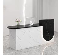 RiouPsithuric Elegante banco reception con contenitore, moderno tavolo da ufficio per piccole imprese, con illuminazione soffusa (1,2 m, struttura bianca e nera)