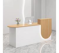 RiouPsithuric Moderno banco reception con contenitore, elegante tavolo frontale per piccole imprese, scrivania per ufficio e receptionist con illuminazione soffusa (bianco e naturale, 1,1 m)