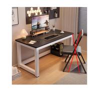 RiouPsithuric Scrivania da lavoro per casa e ufficio, moderno tavolo da studio nero e noce, spazioso tavolo da ufficio con ampio spazio per le gambe, ideale per camera da letto e sala studio (100 x 60