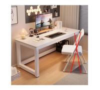 RiouPsithuric Scrivania da lavoro per casa e ufficio, tavolo moderno da ufficio e studio con ampio spazio per le gambe, finitura nera e noce, elegante postazione di lavoro per camera da letto e sala