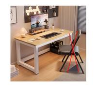RiouPsithuric Scrivania per casa e ufficio, moderna postazione di lavoro, spazioso design nero e noce, ampio spazio per le gambe, perfetto per camera da letto e ufficio, sgabello non incluso (100 x 60