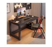 RiouPsithuric Scrivania per casa e ufficio, moderno tavolo da studio con ampio spazio per le gambe, tavolo da ufficio per camera da letto e sala studio (nero + noce, 100 x 60 cm)