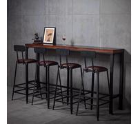 RiouPsithuric Table de Bar étroite en Bois massif de Style industriel, Table Haute Moderne pour Salle à Manger et Cuisine avec Base en Métal, idéale pour Un Pub en Plein Air, idéale pour Le peti