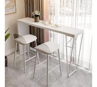 RiouPsithuric Table de Bar rectangulaire Blanche Moderne de Style industriel, Table de Petit-déjeuner étroite et Longue en Bois massif pour Balcon et terrasse, 160 x 40 x 105 cm, Tabouret Non in