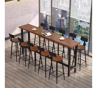 RiouPsithuric Table de Bar rectangulaire en Bois massif - Design étroit et Long pour Le Petit-déjeuner et Les repas, Style industriel avec Base en Métal, idéale pour Une Cuisine de bistrot en PL