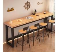 RiouPsithuric Table de Bar rectangulaire en Bois massif épais avec Base en Métal, idéale pour terrasses, balcons et Pubs. Table à Manger Durable, Tabouret Non inclus.