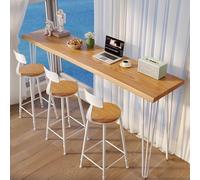 RiouPsithuric Table de Bar, Table de Cuisine Longue et étroite, Plateau en Pin, Table industrielle avec Base en Métal, Table d'appoint polyvalente pour Pub intérieur/extérieur, idéale pour Le PE