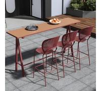 RiouPsithuric Table de Bar, Table d'extérieur en Bois et Plastique - Table à Manger rectangulaire Haute pour Patio, bistrot, Balcon, Design Mince avec Base en Métal robuste, idéale pour Les peti