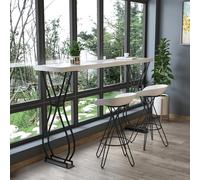 RiouPsithuric Table de Bar, Table Haute industrielle en Bois massif avec Base en fer - Salle à Manger étroite et Moderne, idéale pour Le Petit-déjeuner, terrasse extérieure, cloison de Maison, t