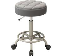 RiouPsithuric Tabouret de Bar à roulettes réglable avec Repose-Pieds - Tabouret pivotant Rond en Cuir PU pour Salon, Spa, tatouage, laboratoires médicaux et esthétiques, Design Moderne 45-56 cm