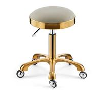 RiouPsithuric Tabouret de Selle pivotant à roulettes pour Salon et Spa - Chaise de Bar avec Coussin en Cuir Gris Clair, idéale pour Le Travail médical, Le Bureau, Le Massage, la manucure et Le t