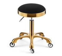 RiouPsithuric Tabouret de Selle, Tabouret pivotant à roulettes pour Salon et Spa - Coussin en Cuir Noir Doré Utilisation médicale, Bureau, Massage, manucure, tatouage Bar Confortable et élégant